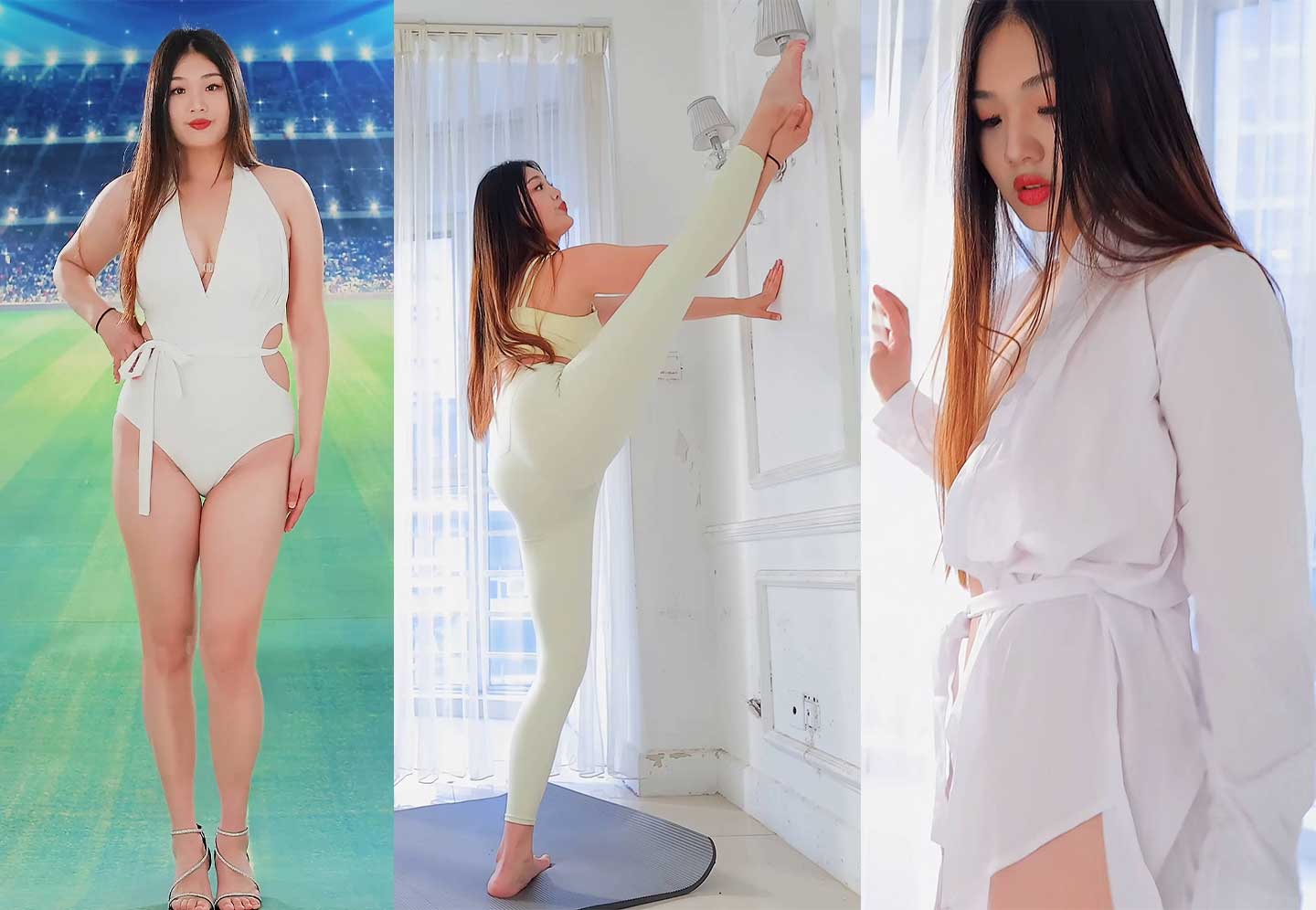 瑜伽裤一字马 衬衣高跟模特大尺度拍摄花絮